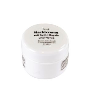 5ml Nachtcreme mit Gelee Royale und Honig in einem weißen Cremetiegel