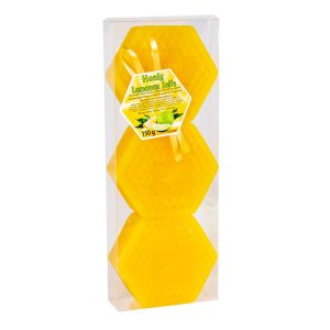 3 Honig Wabenseifen Lemon in Geschenkpackung mit Dekoband