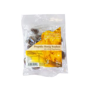Propolis-Honig-Bonbons in einer durchsichtigen Tüte