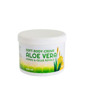 Aloe Vera Soft-Body-Creme mit Honig & Gelee Royale in 500 ml weißem Cremetiegel