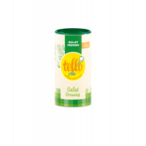 Salatfreund von tellofix in einer Pulverdose mit grünem Deckel