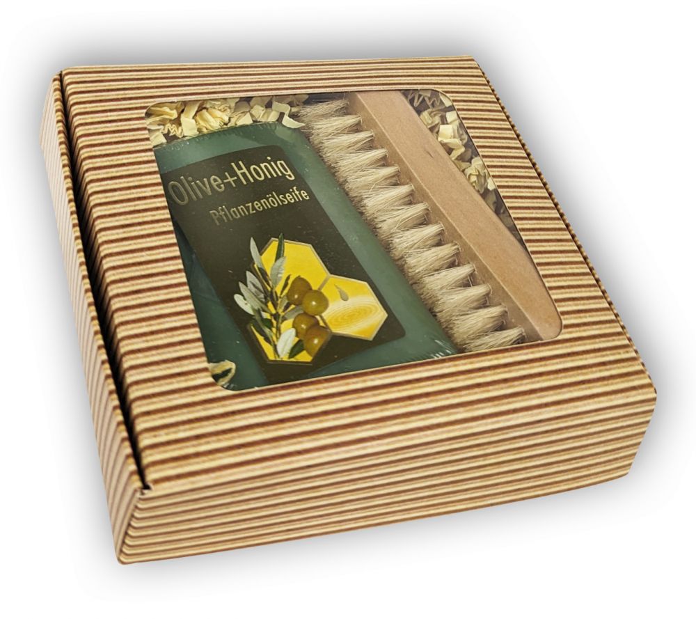 Geschenk Set Olivenseife in Karton